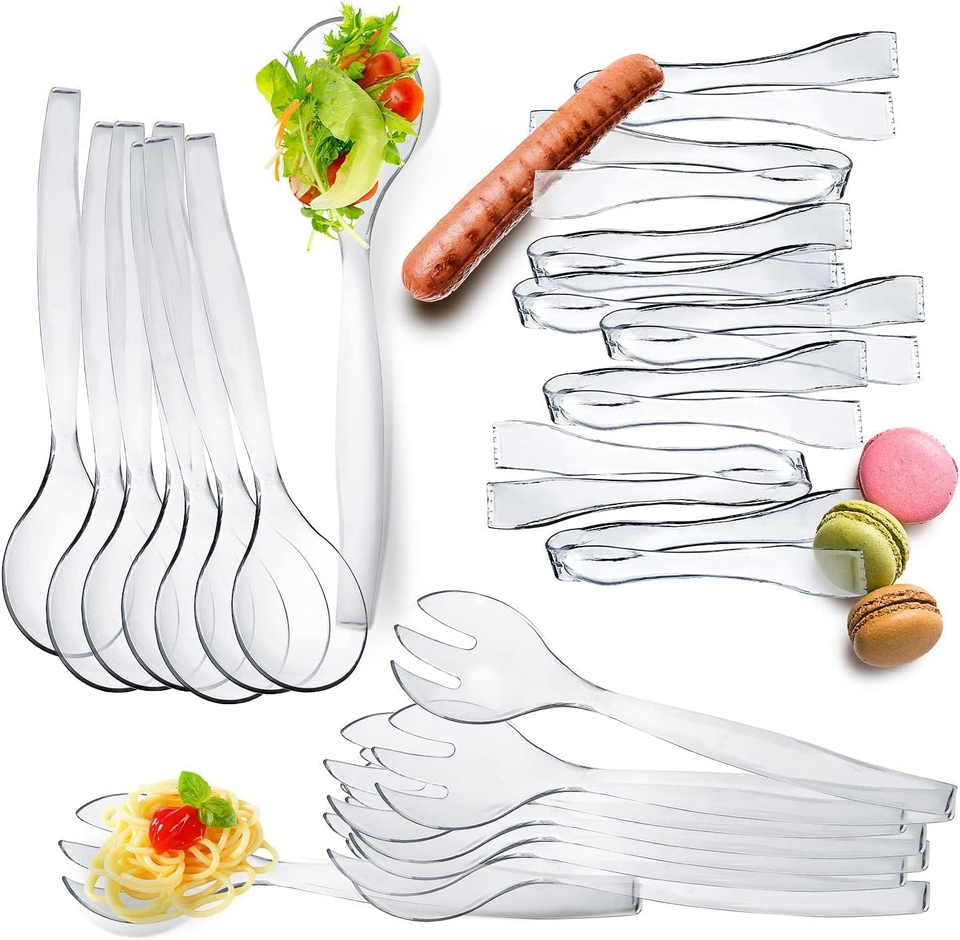 Set of 12 Heavy Duty Disposable Plastic Serving Utensils, Four 10
