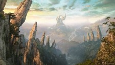 Landscape fantasy art nature mountains rocks Custom Gaming Mat Desk