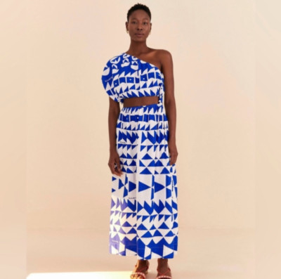 Farm Rio Off-White Pitta Tiles One-Shoulder Maxi Dress - Size small