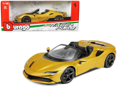 Bburago Ferrari SF90 Spider Gold Metallic 1/18 Diecast Model Car