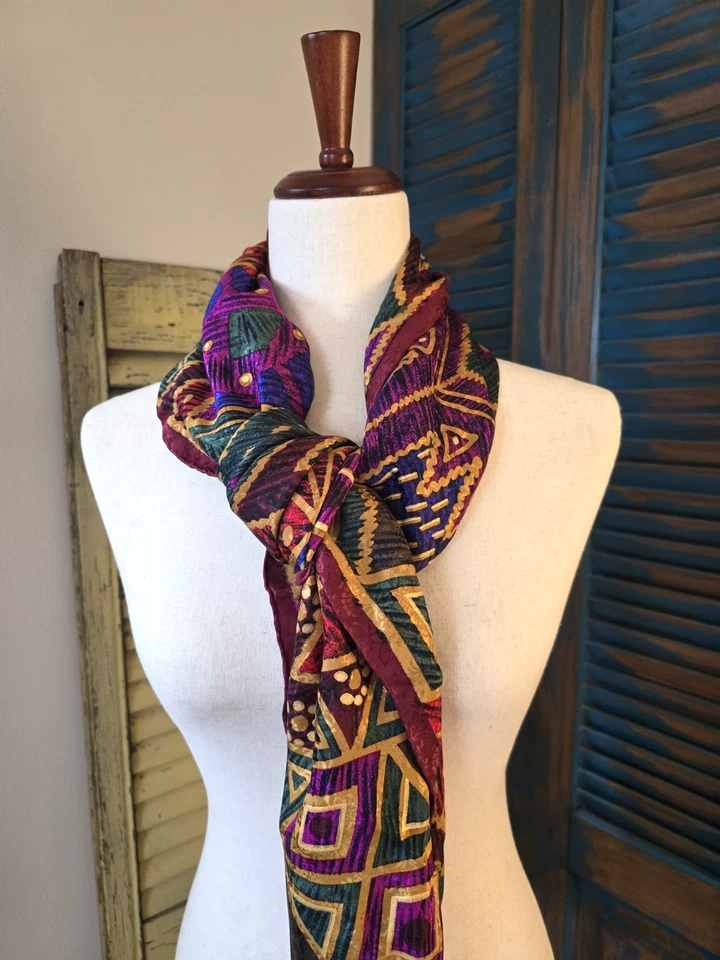 De Colección Talbots 100% Seda Bufanda Cuadrada 42x42 Geométrica Colorida Vibrante Artística Foto 4 de 4