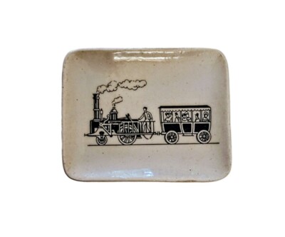 Vintage Kahla Porcelain Bavarian Trinket Dish w/1815 Style Steam Locomotive