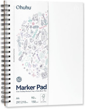 Ohuhu A4 Sketchbook - Double-Sided Bleedproof, 150GSM No Bleed-Through Paper, 60
