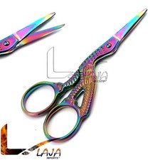 Multi Titanium Rainbow Color Stork Embroidery Scissors Sewing 3.5" Shape Bird