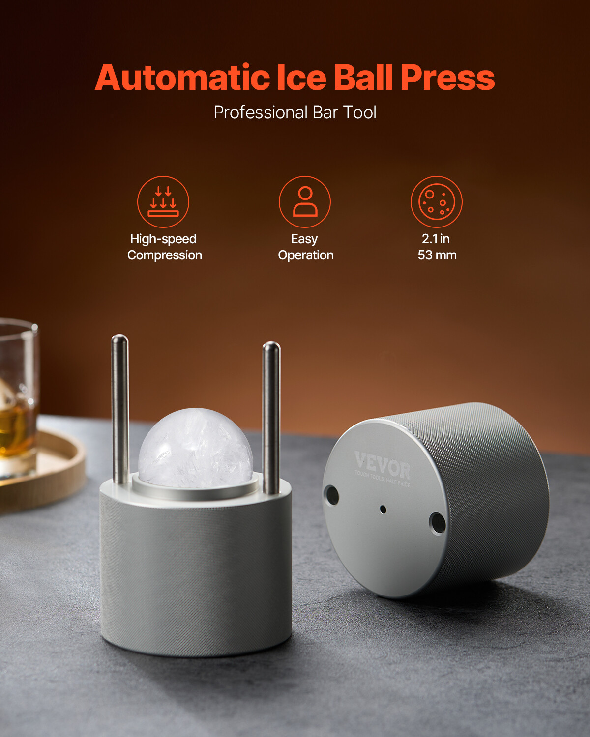 Presse à glaçons VEVOR machine à boule de glace 53 mm pour cocktail - 2
