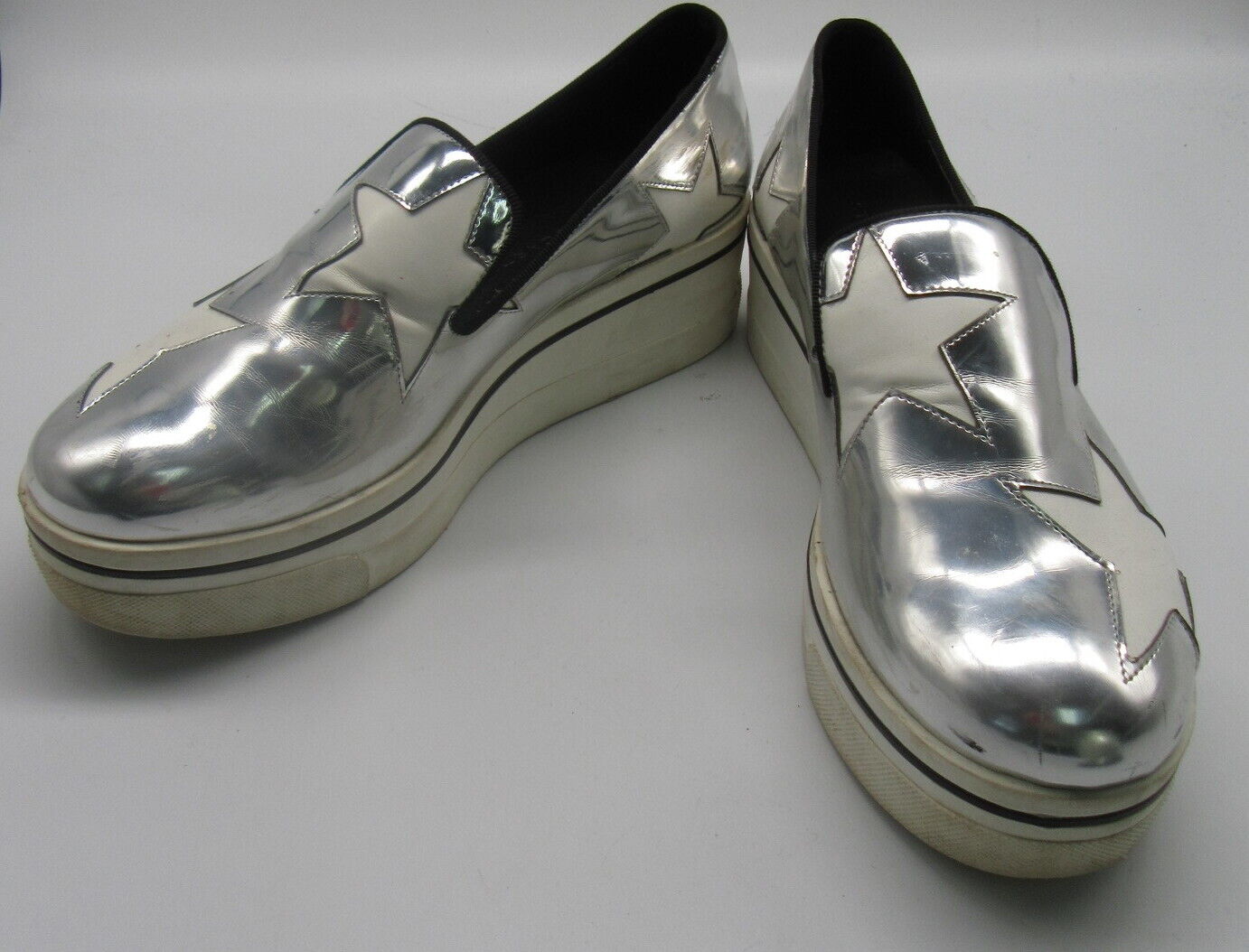 Stella McCartney Silver & White Star Platform Binx Sneakers sz 39