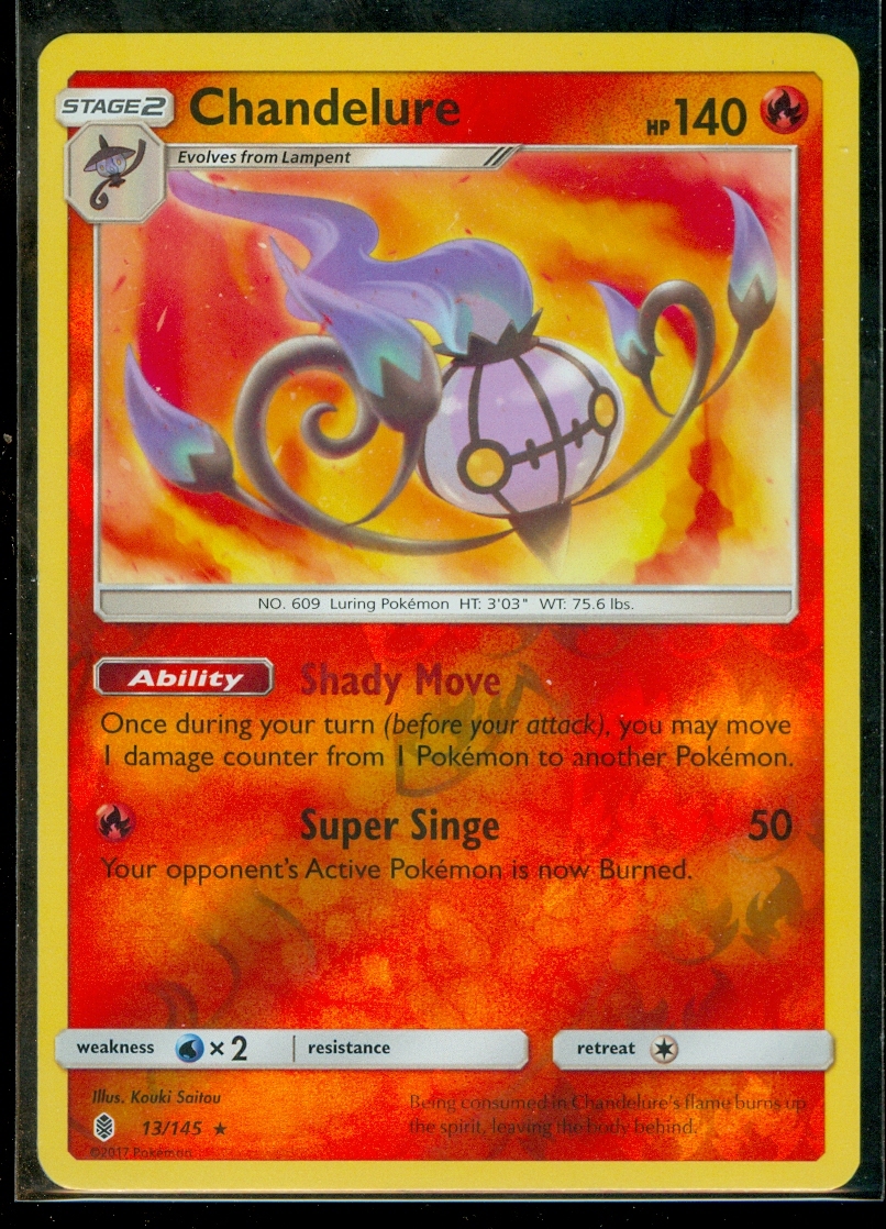 Pokemon CHANDELURE 13/145 - Guardians Rising RARE Rev Holo - MINT