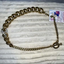 Juicy Couture Gold bling Toggle Chunky Pave and  Necklace