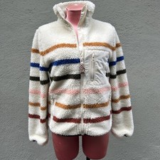 Faherty Dream Fleece Striped Jacket Polar Rainbow Long Sleeve Women Pockets Xs