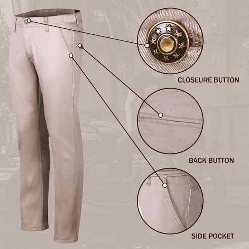 Pantalón vaquero de motocicleta Kevlar totalmente forrado Kevlar DuPont protector aramida CE - Imagen 3 de 17