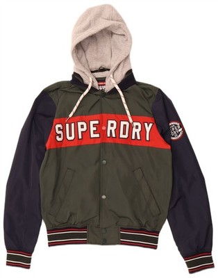 Superdry Herren Graphic Hooded Varsity Jacke UK 40 Large Khaki Colourblock CE25