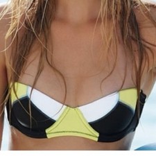 Victoria's Secret Strapless Push-Up Bandeau Bikini Top 34A Green Black