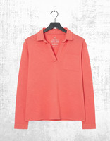 Women’s Fat Face Jersey Shirt Collared Long Sleeve Paige Cotton Red Soft Jersey