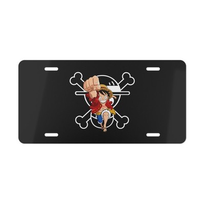 One Piece Monkey D Luffy License Plate Car Tag Metal Aluminum (Black Background)