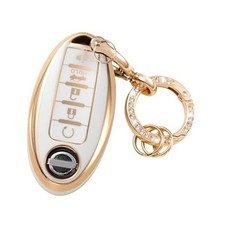 Key Fob Cover with Anti-lost Keychain Compatible with Nissan Altima White