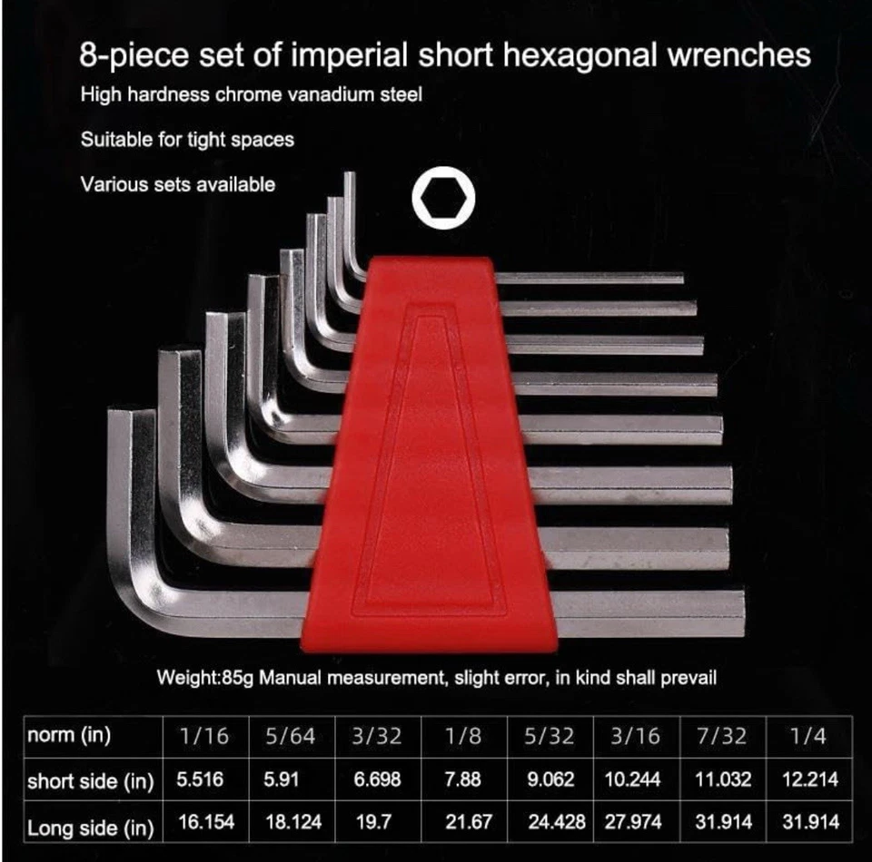 NEW 8 Pcs Allen Key Set (Metric Short L-type Spanner), silver - Image 2 of 4