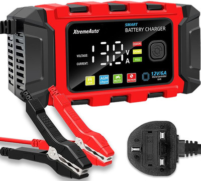 12V 6A Smart Automatik Autobatterie Ladegerät Schnellladegerät Impuls Reparatur LCD Display