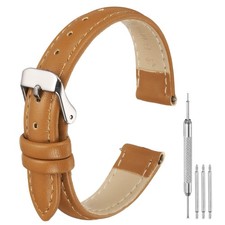 Leather Watch Band, 14mm Release Watch Strap for Men, Brown