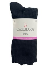 Cuddl Duds Socks 6-Pack Crew Plushfill Super Soft Shoe Black Gray Size 4-10 NWT