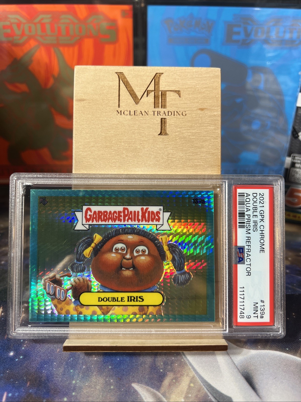 2021 Garbage Pail Kids Chrome Double Iris Aqua Prism Refractor /199 PSA 9