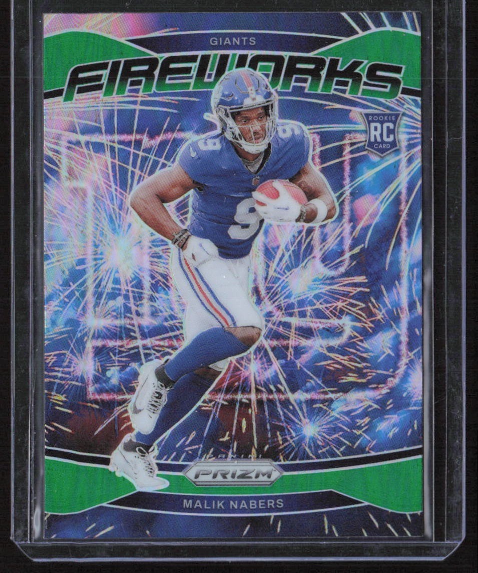 2024 Panini Prizm #21 Malik Nabers Fireworks Green Ice Prizm