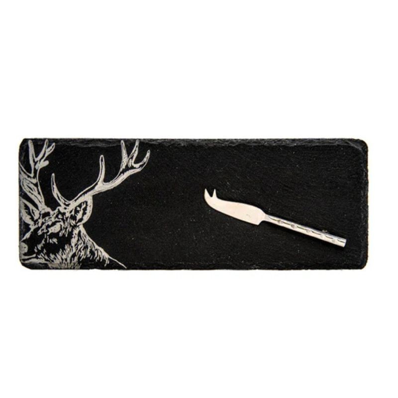Stag Single Mini Slate Cheese Board & Knife Set