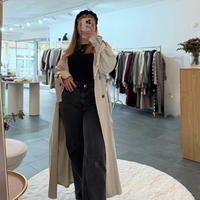 Langer Jeans Trenchcoat Joli H Grau Damen Jacke Onesize XS-XL Trench Coat Frauen