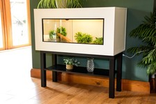 3ft x 16" x 18" Modern White Reptile Vivarium + Black Stand - LED Light Included