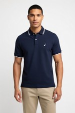 Nautica Mens Classic Fit Wicking Short Sleeve Cotton Knit Polo Shirt Navy Size M
