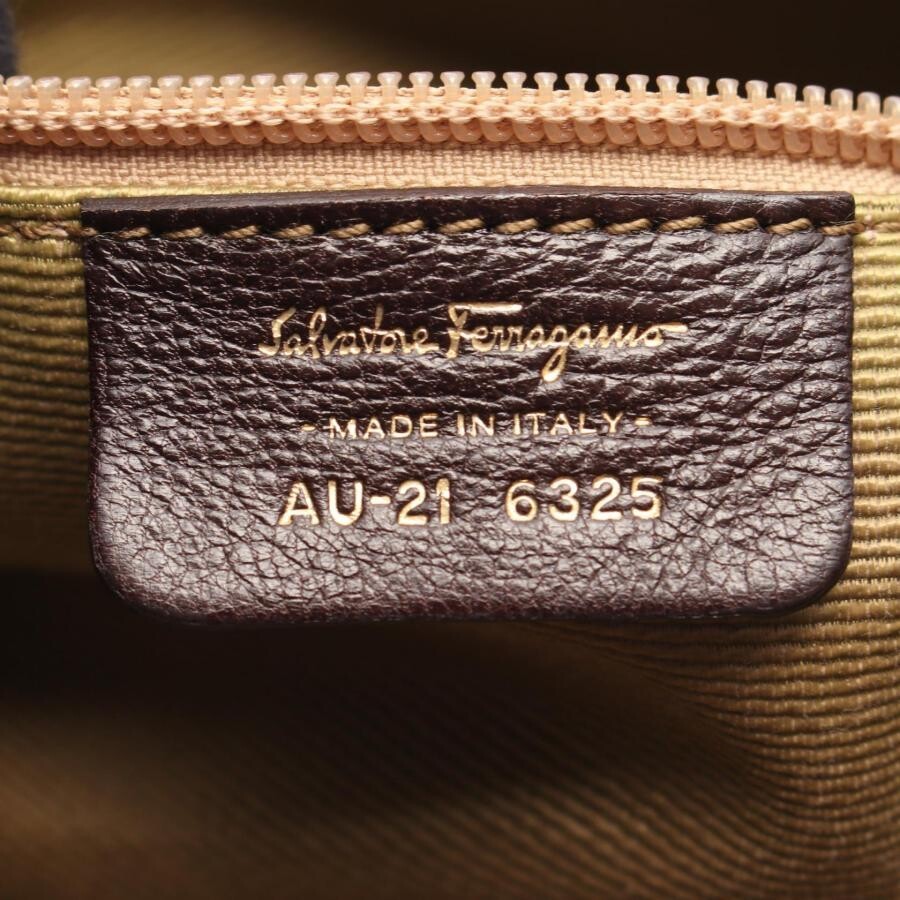 Salvatore Ferragamo Gancini Canvas Leather Shoulder Bag Beige Brown Auth image 4