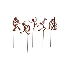 UNUS® Gartenstecker Musiker Rostoptik 5er Set Strichmännchen Band Gartendeko