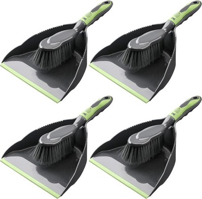 4 Set Dust Pan & Brush Set Small Dustpan W/ Broom Handheld Angle Broom & Dustpan
