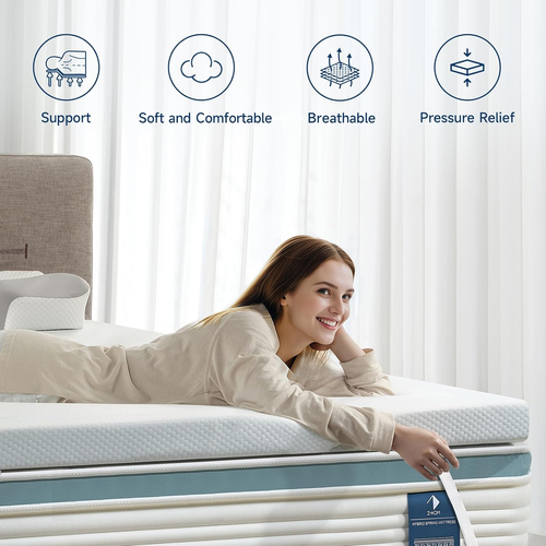 3 Inch Queen Memory Foam Mattress Topper, Cooling Gel Bed Topper with Premium Re - Picture 7 of 9