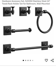 VEHCIL Matte Black 5-Piece Stainless Bathroom Hardware Set 24in Wall Mount