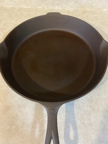 Griswold No. 12 Cast Iron Skillet Large Block Logo 719 Erie PA Restored