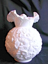 Vtg Fenton POPPY White Milk Glass GWTW Replacement Lamp Shade Globe Ball MINT