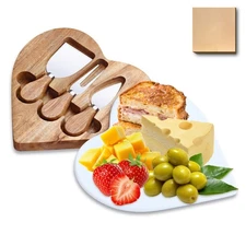 8.2" Heart-Shaped Acacia Wood Cheese & Charcuterie Board with 360° Rotating