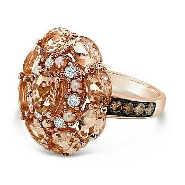 Le Vian 14K Rose Gold Cocktail Ring for Women 3.51 cts Morganite Diamonds Size 7