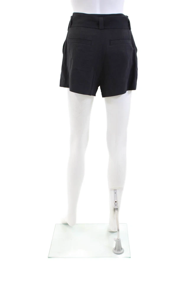 A.L.C. Pantalones cortos de vestir para mujer de tiro medio con cremallera y cinturón negros talla 2 Foto 3 de 4