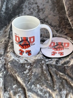 Schöne Tasse und Untersetzer. Spiderman inspiriert Ideal für den Vatertag. Neu im Karton. 