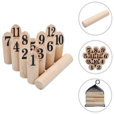 WALPLUS Number Kubb Outdoor Lawn Game Set Wooden Family Play