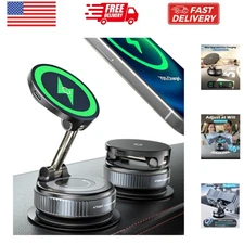 15W Wireless Charger Magnetic Car Phone Holder [Vacuum Suction Cup] 360° Adju...