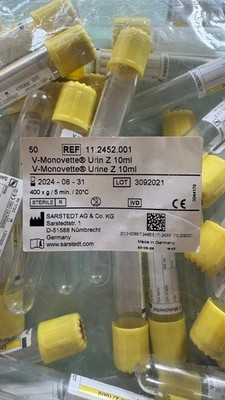Sarstedt V-Monovette Urine-Z, 10 ml, REF 11.2452.001, Bag of 50