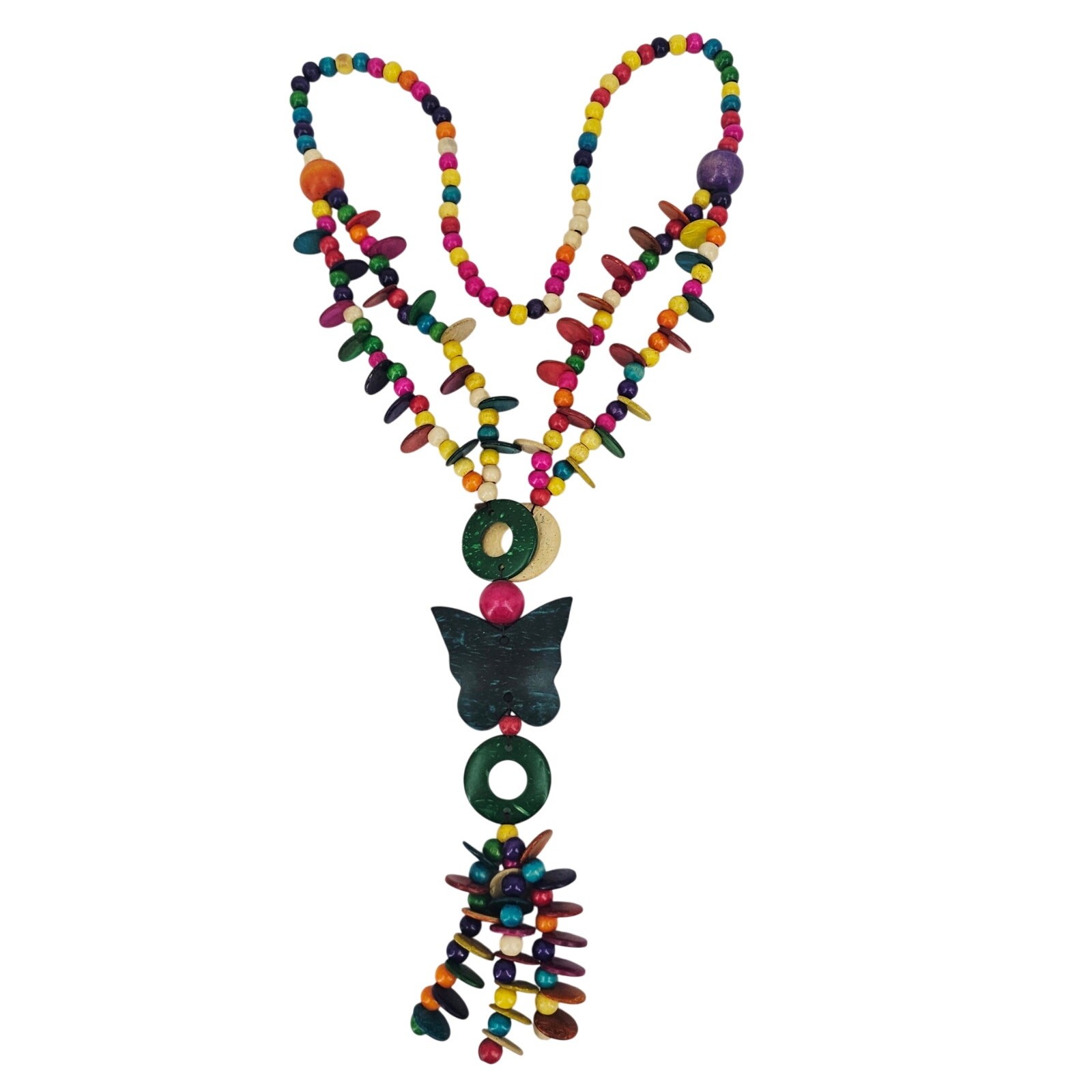 Vintage Coconut Shell Beaded Statement Necklace B… - image 1