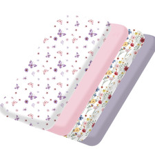 Pack and Play Sheets Fitted 4 Pack, 38 X 26 Inch Pack N Play Mini Crib Sheets fo