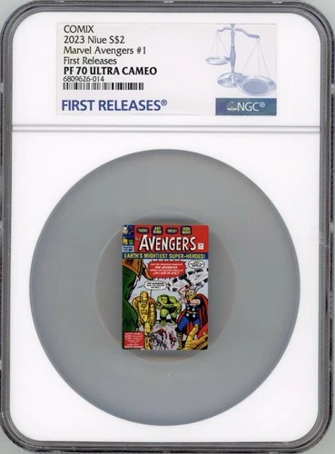 2023 Niue AVENGERS #1 Marvel Comix 1 Oz Silver Coin 2$ NGC 70 First Releases