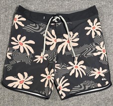 Quiksilver Board Shorts Mens 38 Highline SurfSilk Floral Swim Trunks Surf Gray
