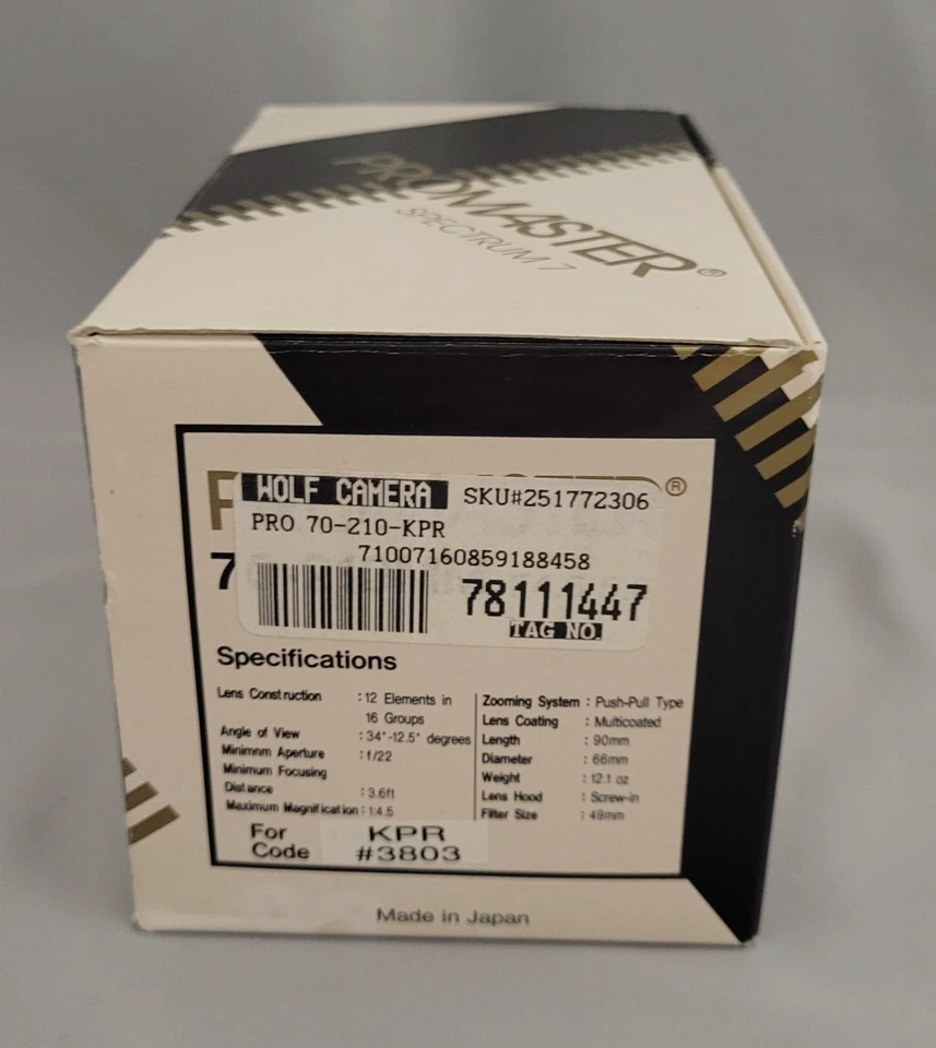 Promaster Spectrum 7 Macro Zoom Lens 70-210MM F4.5-5.6 KPR#3803 + 49mm UV Filter - Image 4 of 4