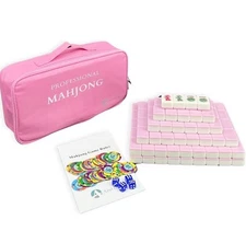 Complete Pink American Mahjong Set with 166 Oversized Tiles & Accessories New