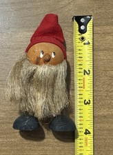 Vintage Sweden 4  Wooden Christmas Gnome Tomte Santa Hat Beard Elf Swedish